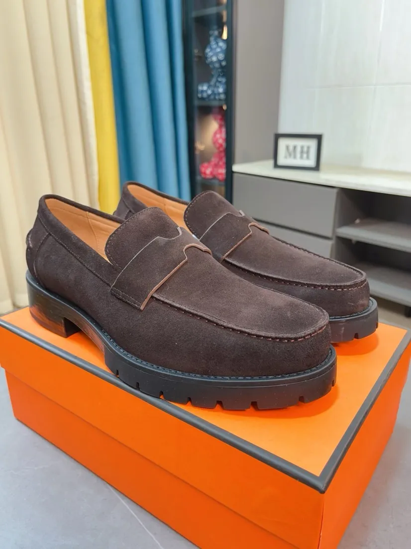 Men's shoes 💰458🌹🌹Niuli "HERMES" Hermès business leather shoes, original factory configuration, original imported frosted cowhide upper + luxury hardware logo + fully imported original customized cowhide lining, sole: rubber wear-resistant outsole, difficult craftsmanship, original factory follow-up goods, 🔍🔍high quality code number: 38-44 45 can be customized